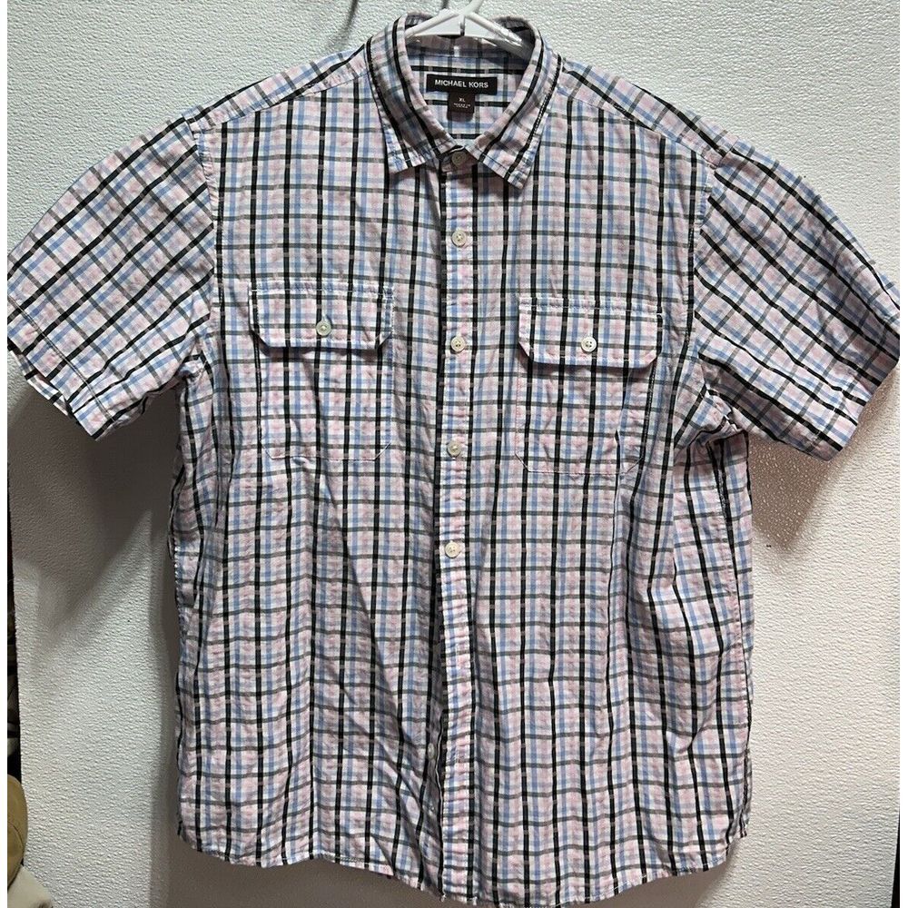 Michael Kors Men's Short Sleeve Button Down Multicolored Size XL